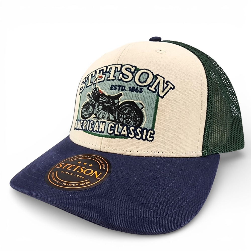 Stetson Motorcycle‎ Embroidered Logo Adjustable Snapback Trucker Cap Hat NEW